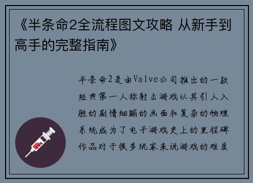 《半条命2全流程图文攻略 从新手到高手的完整指南》